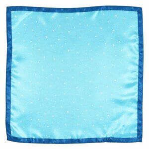 Turquoise Blue Star Print Satin Square Scarf 20x20 Hair Neck Head Wrap
